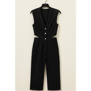 Jumpsuit Black Sleeveless Cut-Out Jumpsuit